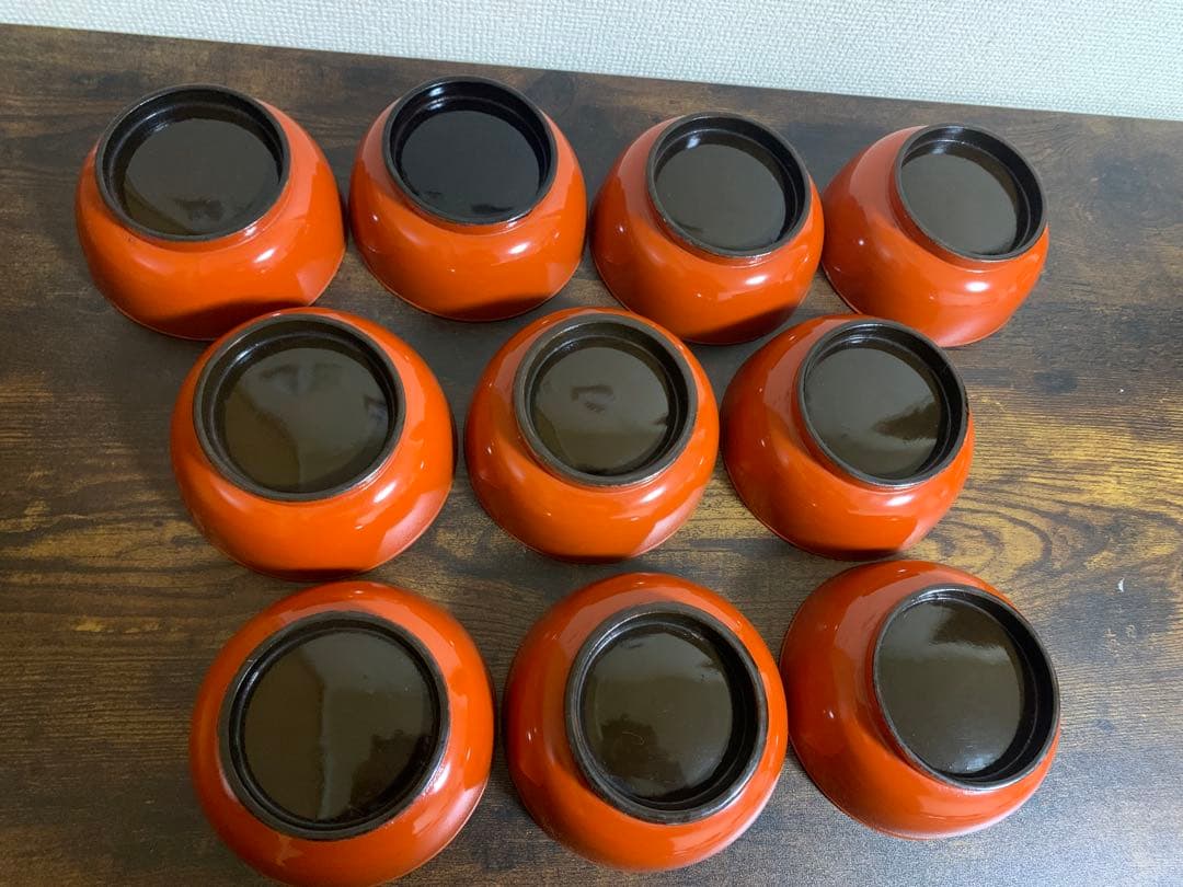 金彩蒔絵　木製漆塗吸物椀　10客　大きめ　時代物