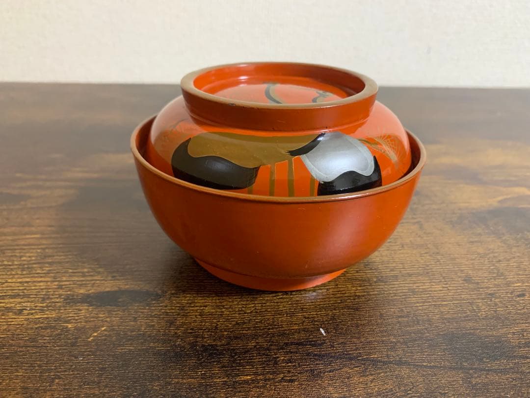 金彩蒔絵　木製漆塗吸物椀　10客　大きめ　時代物