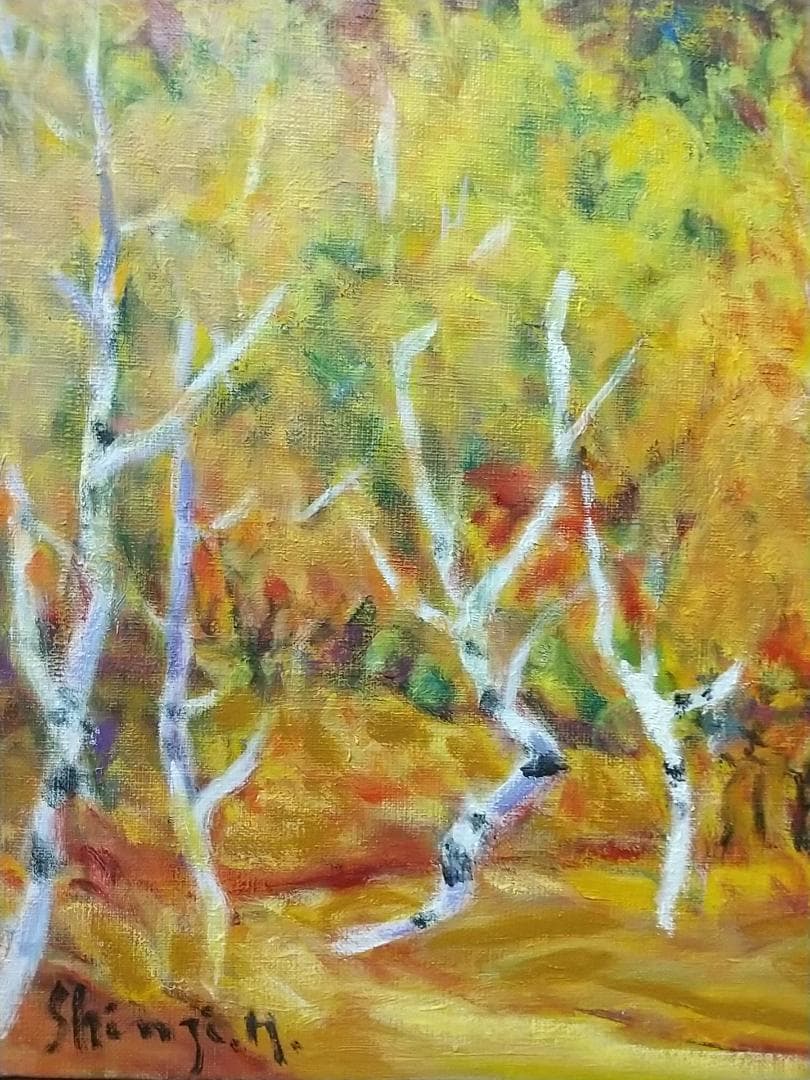 「晩秋妙高山」 F6 絵画 油絵 油彩画 風景画 アート