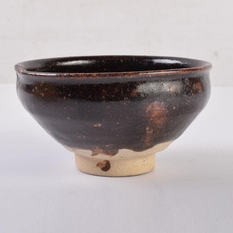 茶道具　瀬戸焼　黒茶碗　仕覆・時代箱付　V　8478