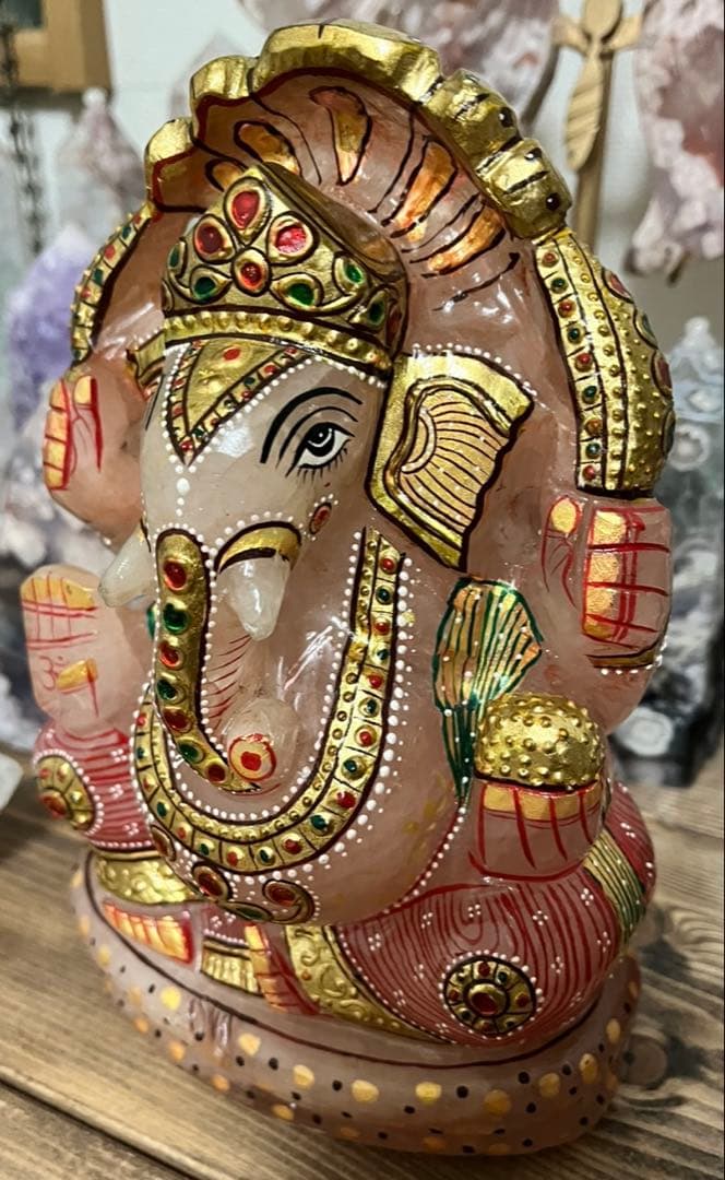 ローズクォーツ ガネーシャ像 陶器製 置物