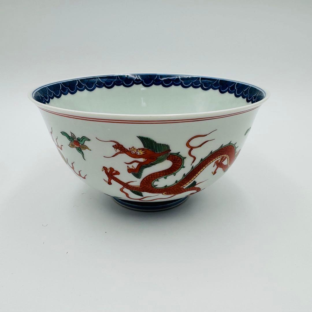 【京焼　平安　清山造　五彩龍図　絵付鉢　共箱】骨董　アンティーク　インテリア
