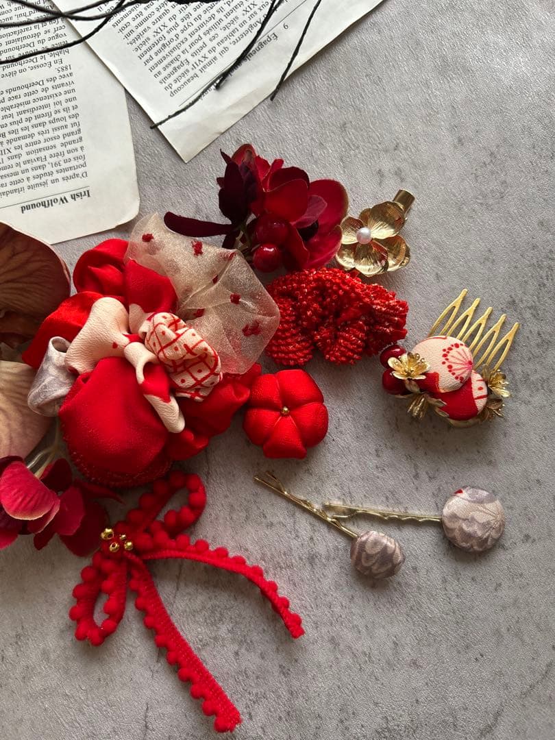 七五三　七五三髪飾り　ヘッドドレス　着物髪飾り　リメイク髪飾り　079