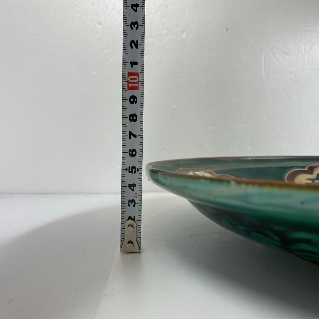 江戸後期〜明治初期青九谷吉田屋手大皿木箱付直径26.3㎝タルニ東な7-0114⑤