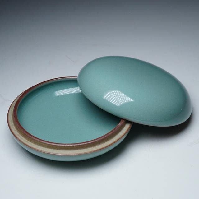 諏訪蘇山　青磁丸香合　共箱　茶道具　炉用