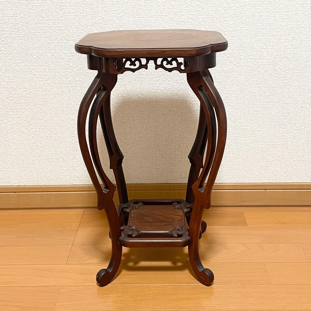 【美品】　指物工芸　総シタン材(紫檀)　漆塗り 花台 アンティーク