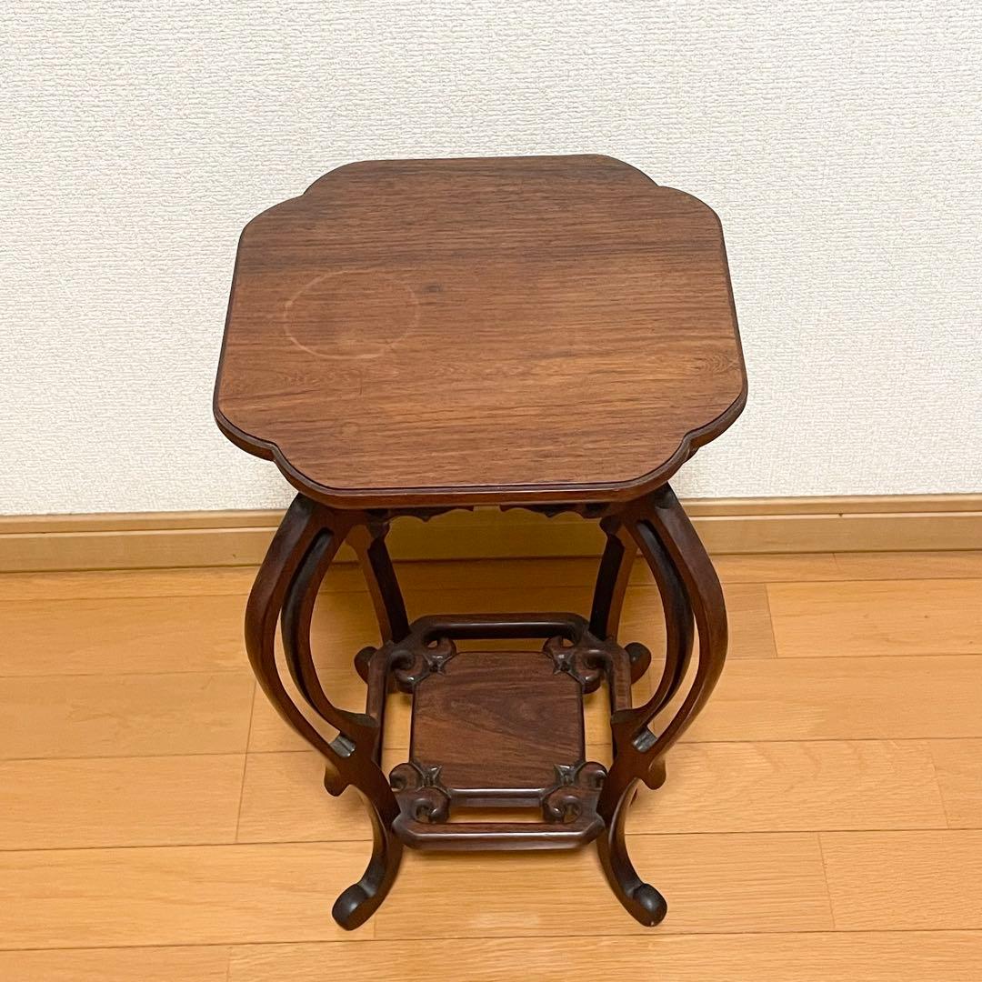 【美品】　指物工芸　総シタン材(紫檀)　漆塗り 花台 アンティーク