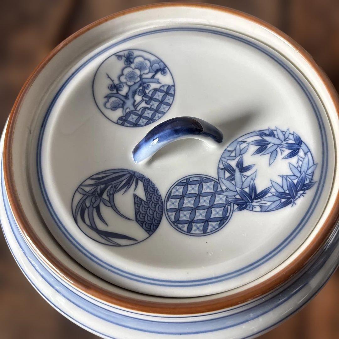 皆具 千古窯造 染付花丸文 水指　建水　蓋置　杓立 共箱