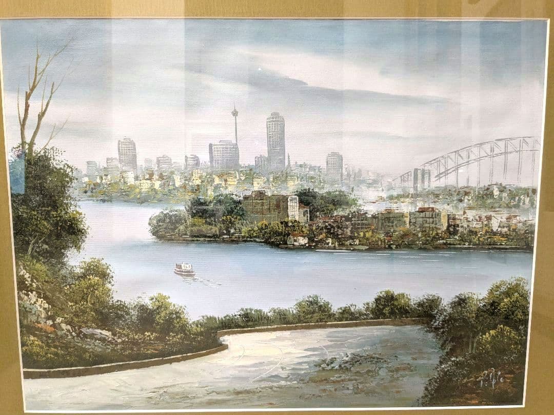シドニー購入品　風景画 油彩画 　37年前　バーバーブリッジ　オーストラリア