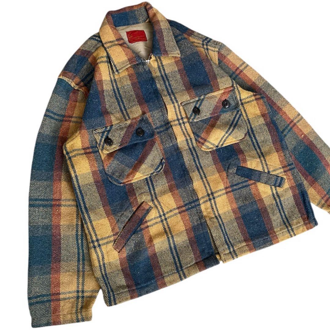 希少vintage60sSearsKingsRoadチェックウールジャケット古着