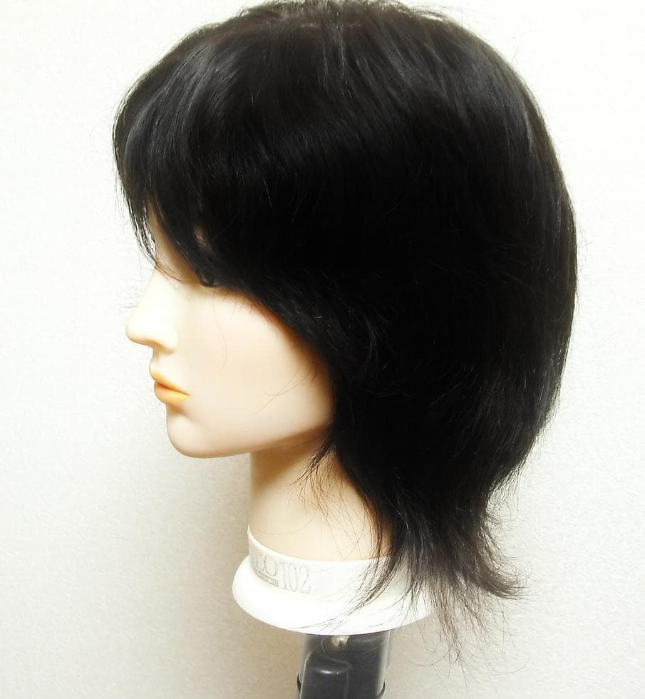 【高品質】人毛 総手植え ウィッグ ミディアム M〜L シルク肌 医療用OK