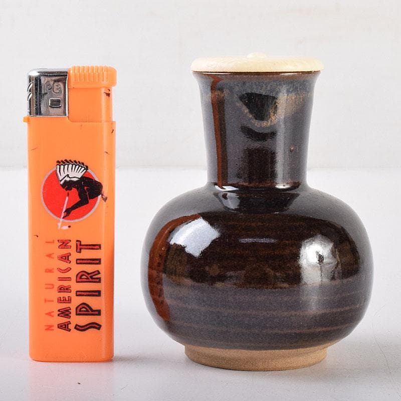 茶道具　京焼　平安　万代喜山造　鶴首茶入　仕覆付　共箱　V　6942