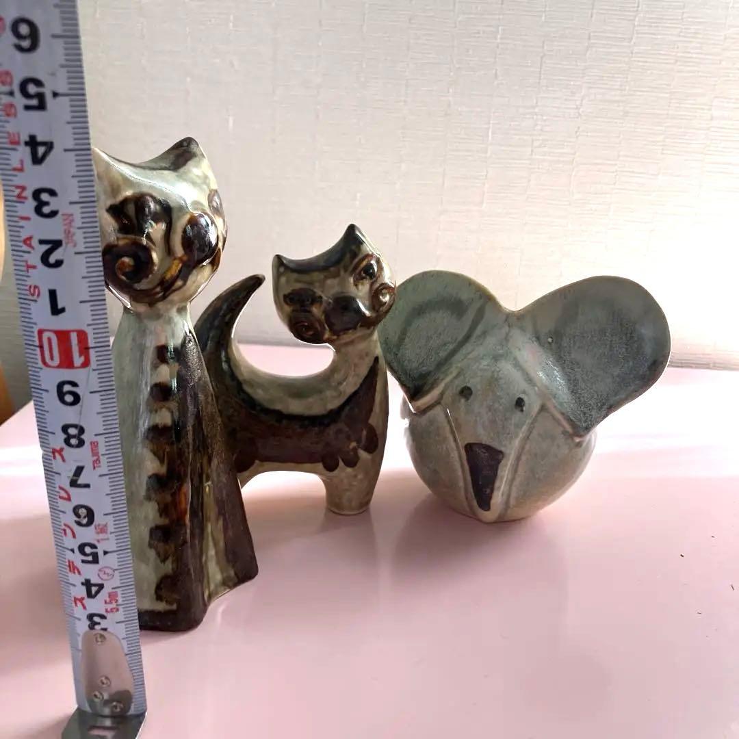 猫と象の陶器フィギュア3点セット　スーホルム　廃絶