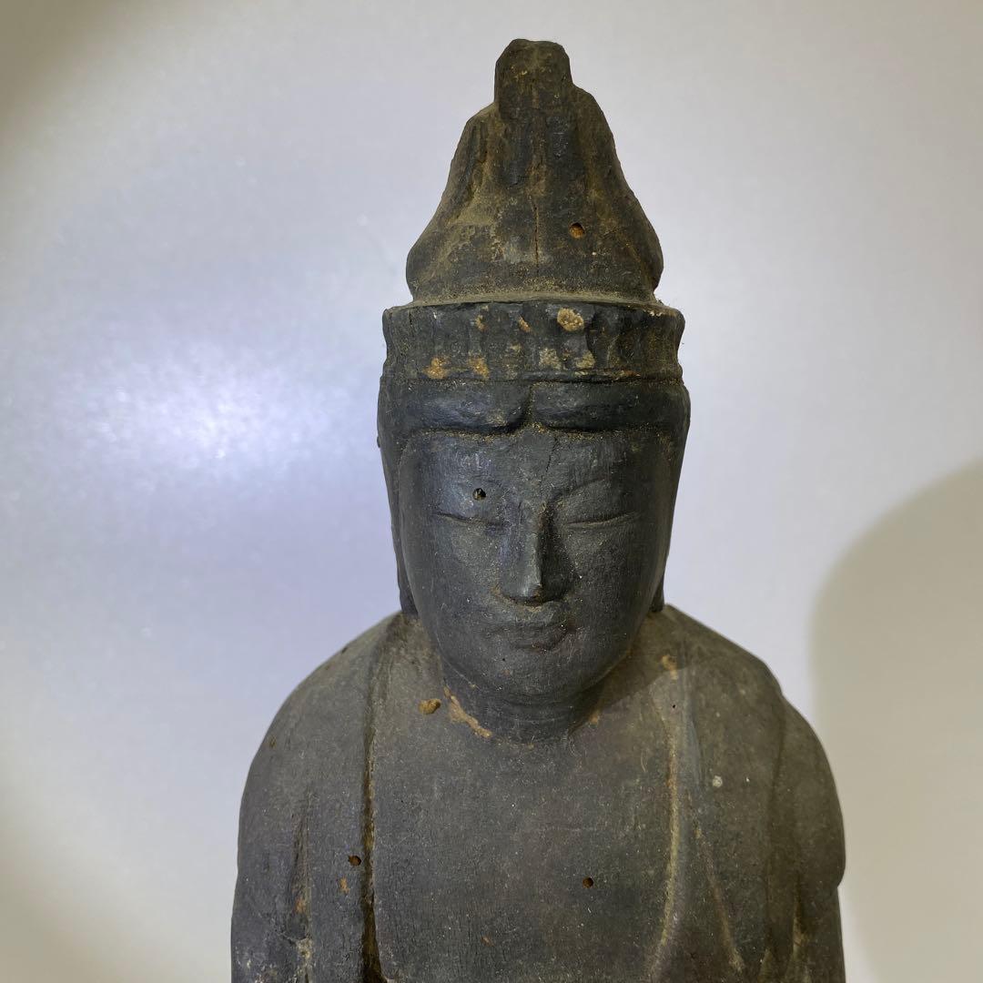 古代　江戸前期以前　木彫観音像　高さ約43㎝　トヒカカ　東さ8-0107☆2F