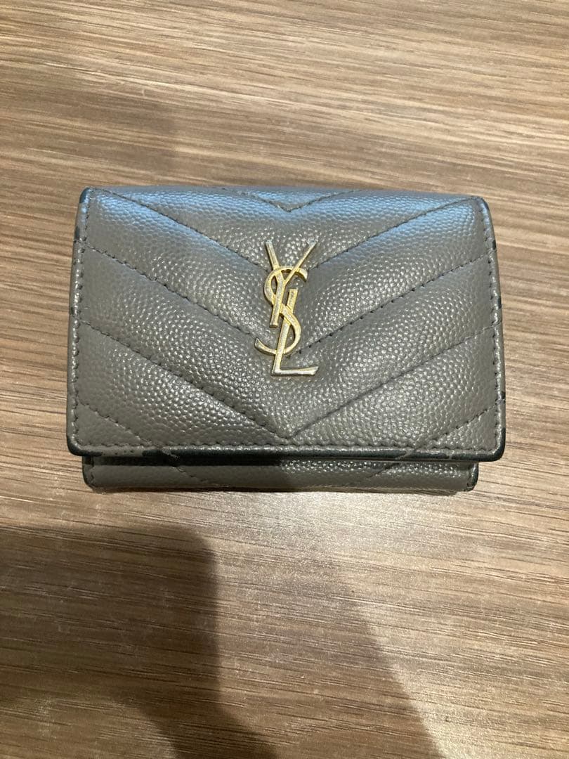 SAINT LAURENT オリガミ　グレー 三つ折り財布