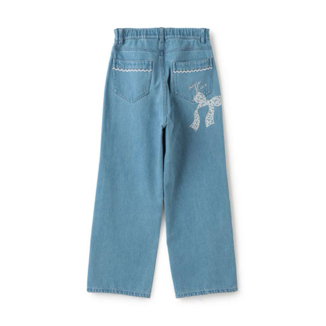 新品 mezzo piano ニコ☆プチ掲載 ワイドデニム 160 レースリボン