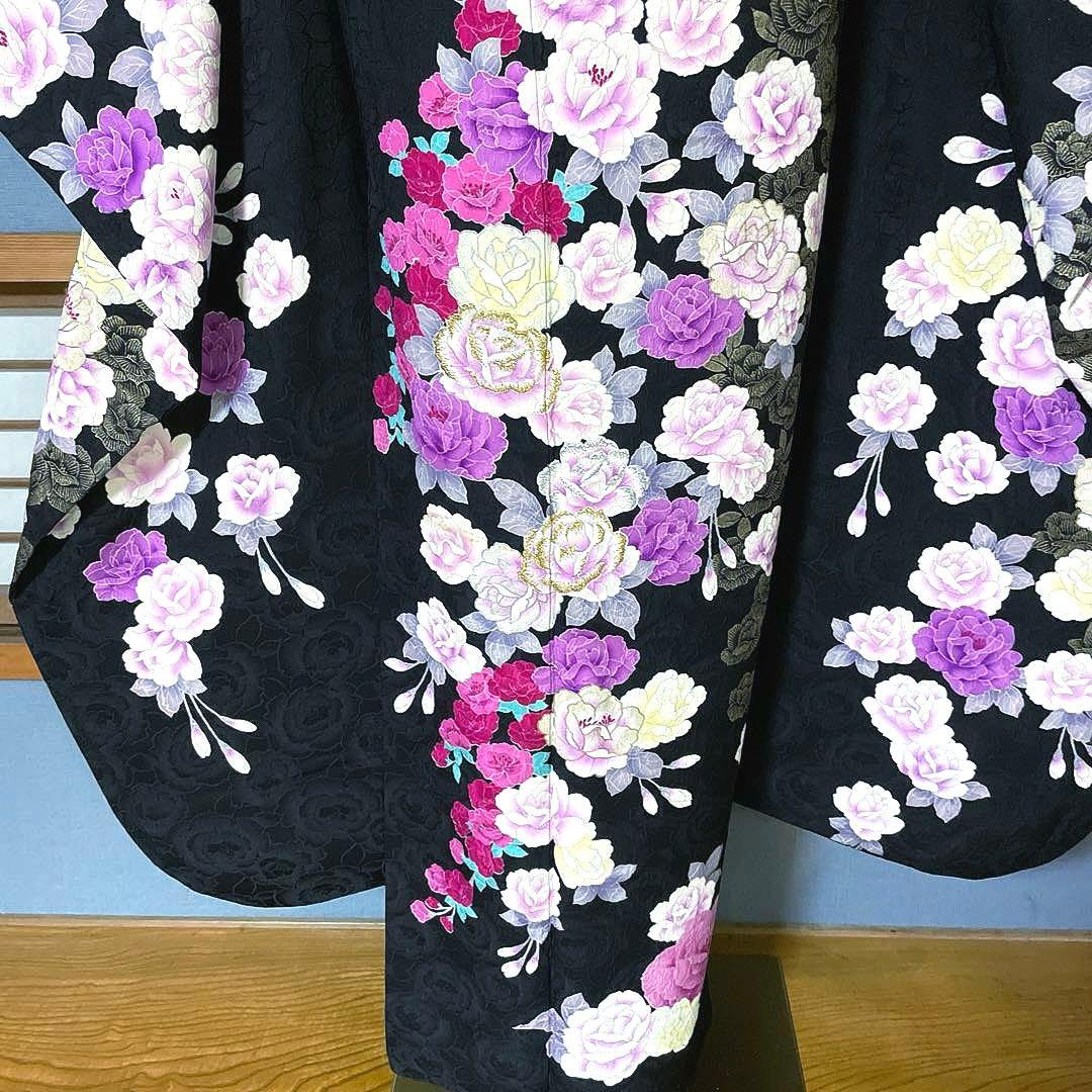 振袖フルセット　手描き友禅　紋意匠　成人式振袖　振袖　裄丈69 ほっそり華やか