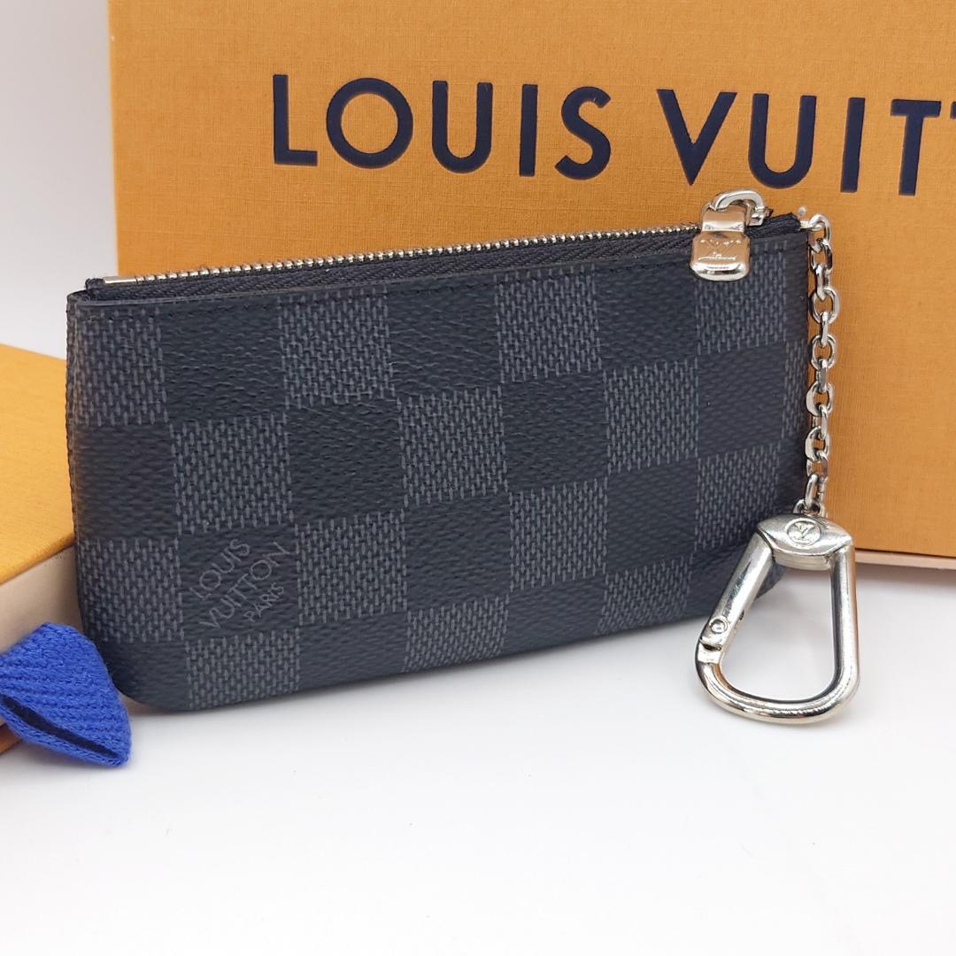 極美品です!ダミエ グラフィット ポシェットクレ N60155 キーリング付