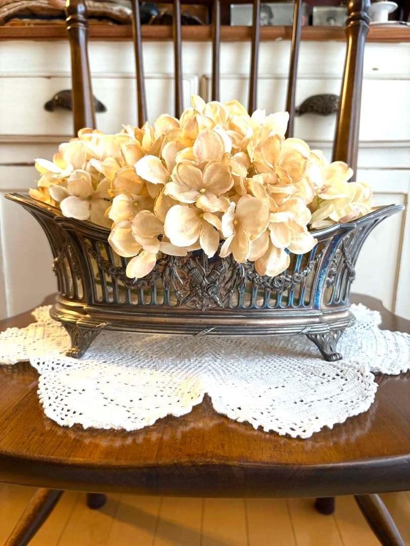 ♡ フランスアンティーク　ジャルディニエール　ローズガーランド　リボン　オルモル