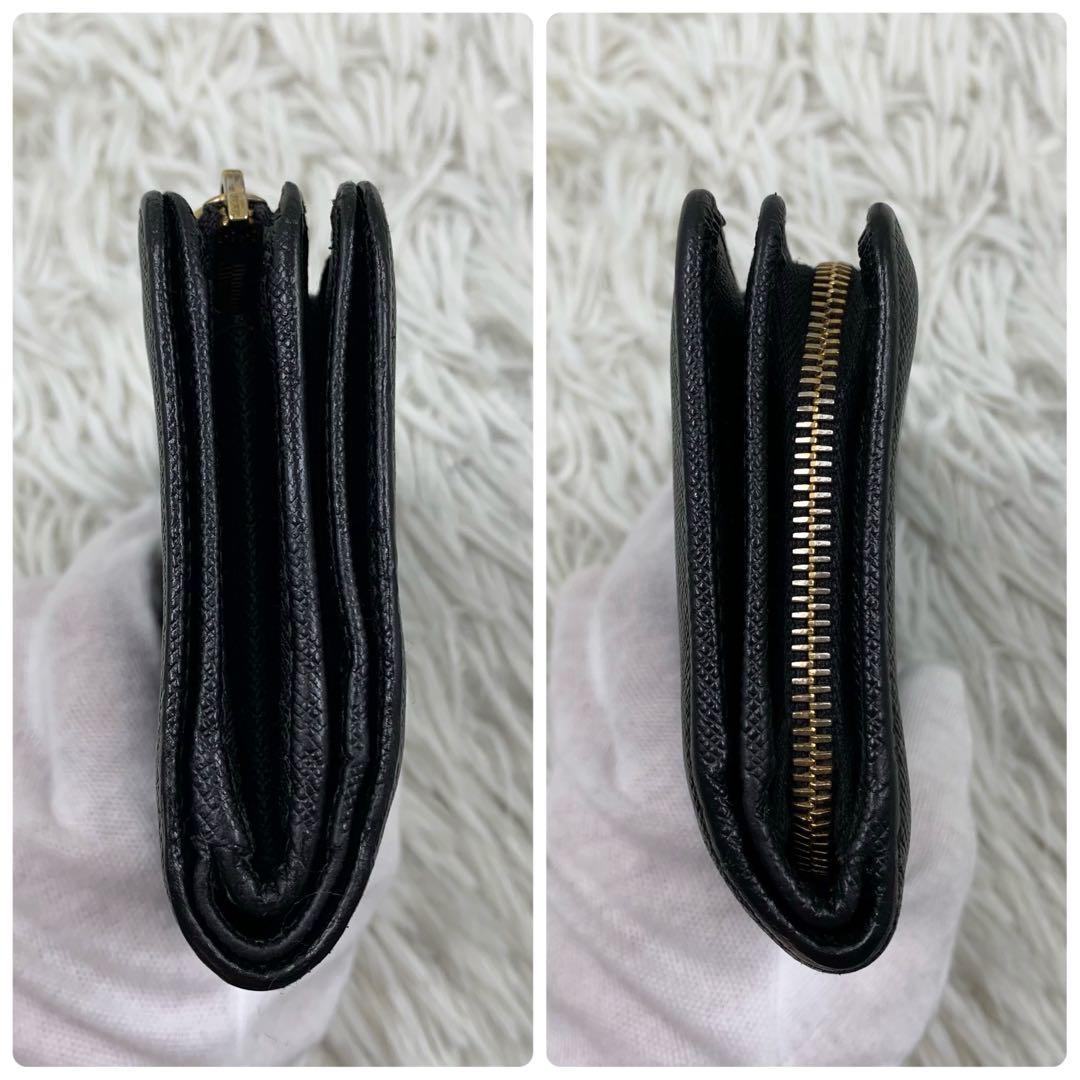 【✨極美品 現行✨】プラダ 二つ折り財布 サフィアーノレザー ブラック RFID