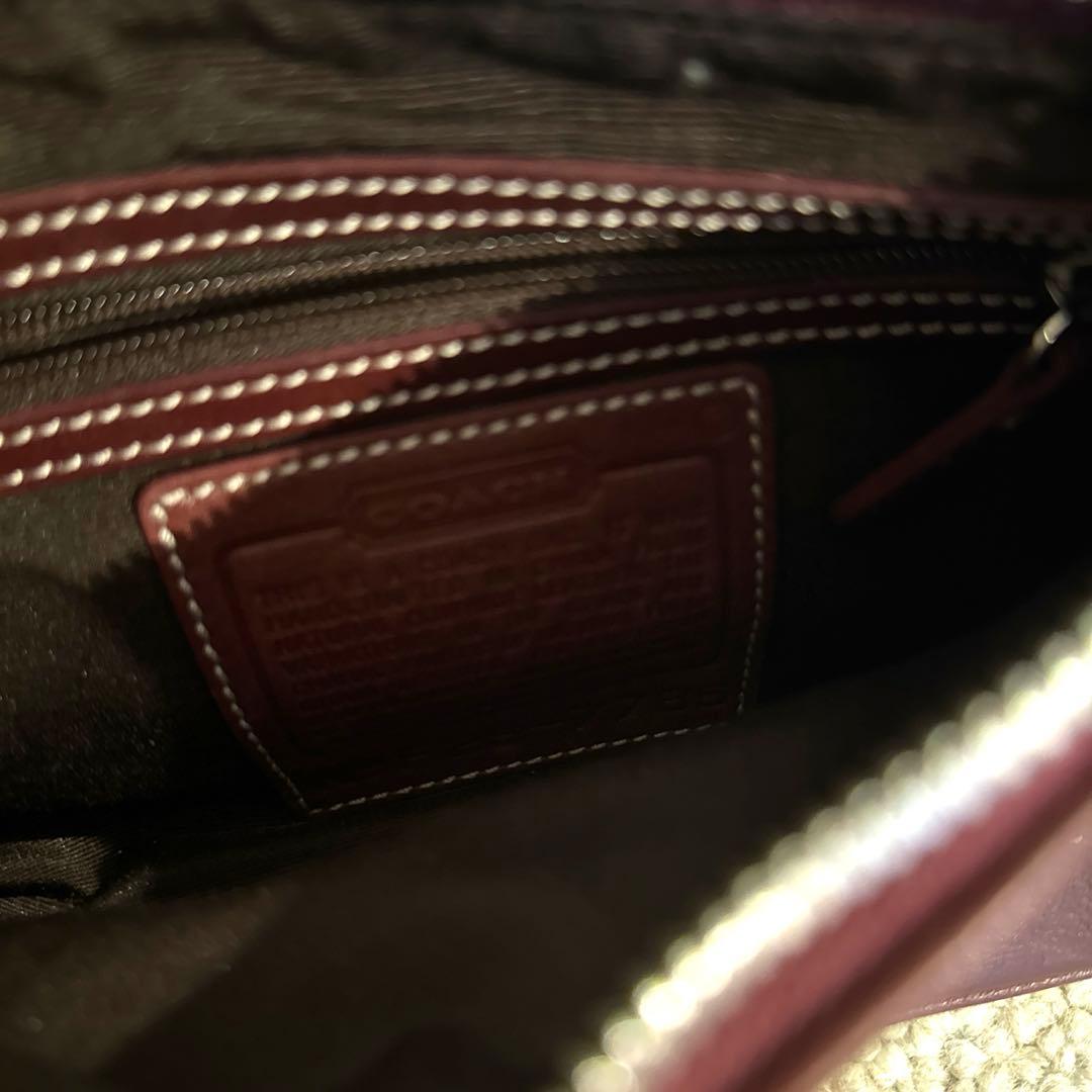 【美品】オールドコーチ　アクセサリーポーチ ステッチ ボルドー