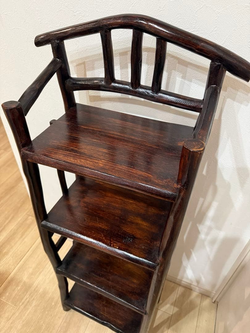 ウッドラック　原木ナチュラル4段　ダークブラウン