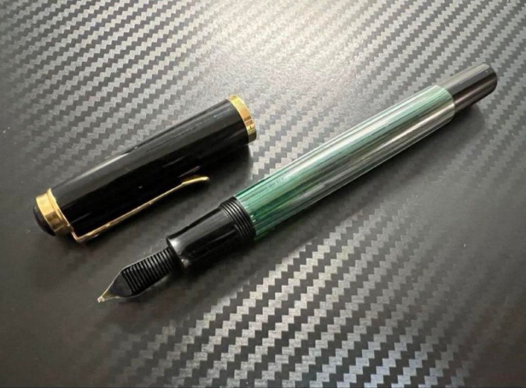 希少 美品 ペリカン 400 万年筆 B 太字 緑縞 グリーン