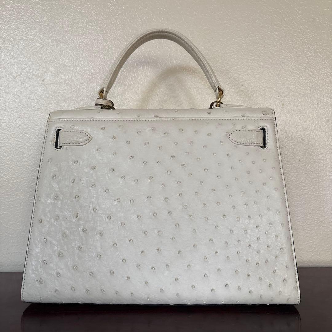 JRA認定 ハンドバッグ ホワイト レザー　クロコ　オーストリッチ
