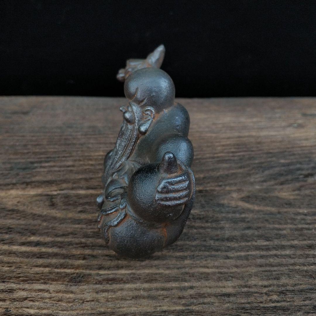 鉄器 竜頭 寿星 筆立て 書道具 文房具 工芸品 美術品 置物