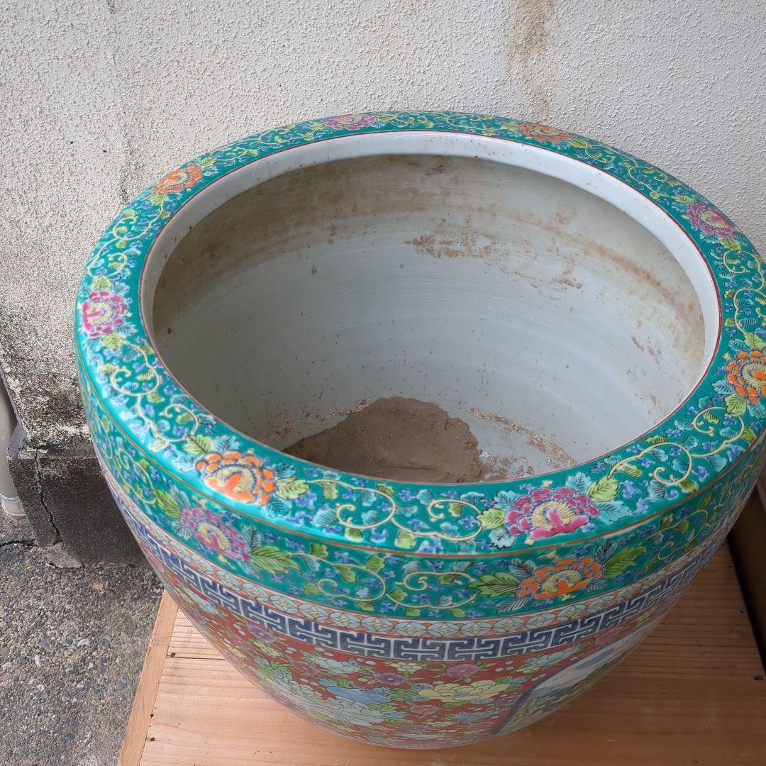 骨董 大型 古伊万里 伊万里 火鉢 十錦手 色絵 鉢カバー 睡蓮鉢 メダカ 金魚