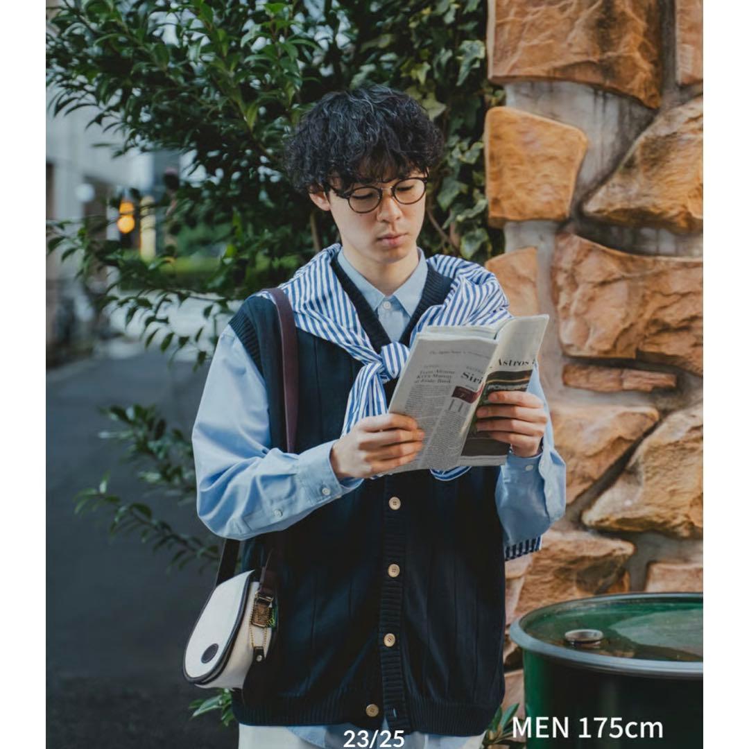 UNFOLK Giza cotton vneck knit vestアンフォーク