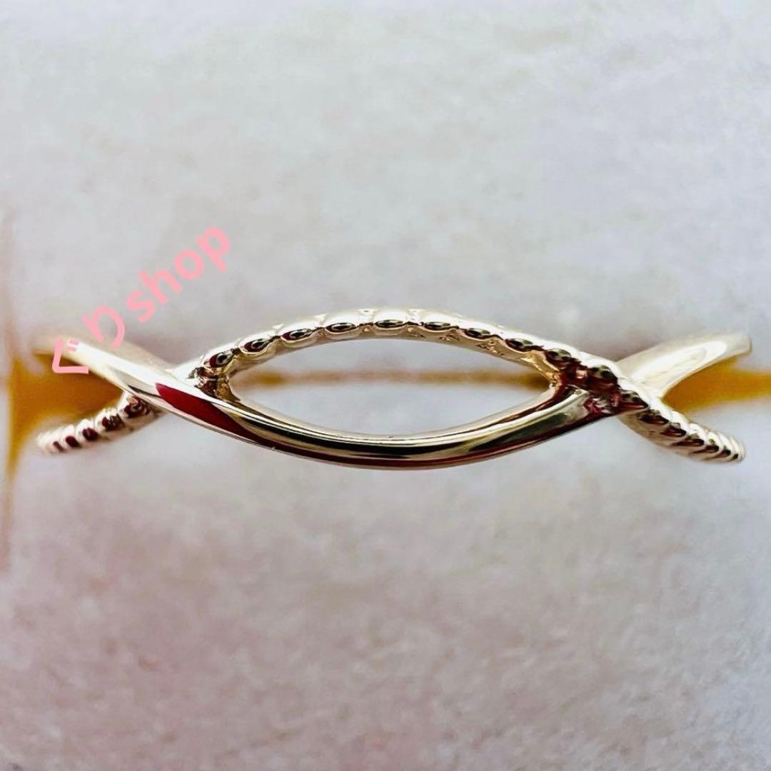 NOIR DE POUPEE K10 シンプル クロスライン レイヤードリング