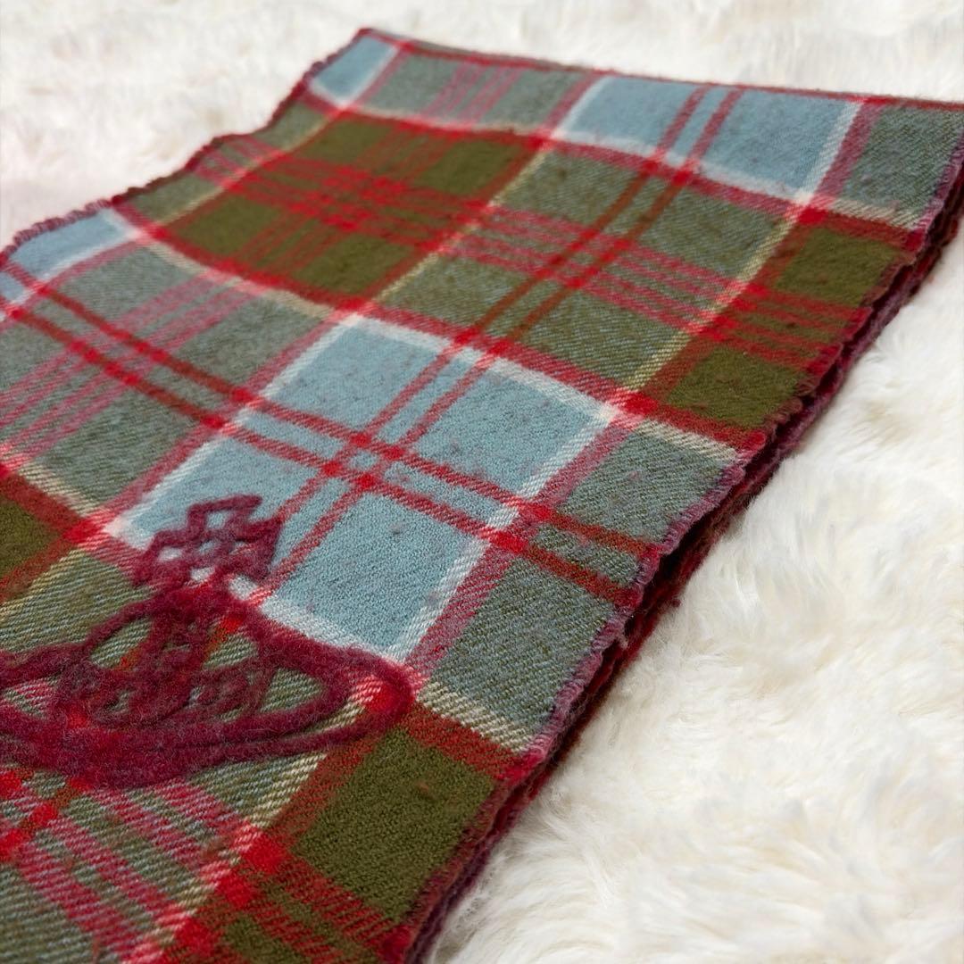 現行 美品 Vivienne Westwood ビックオーブ チェックマフラー