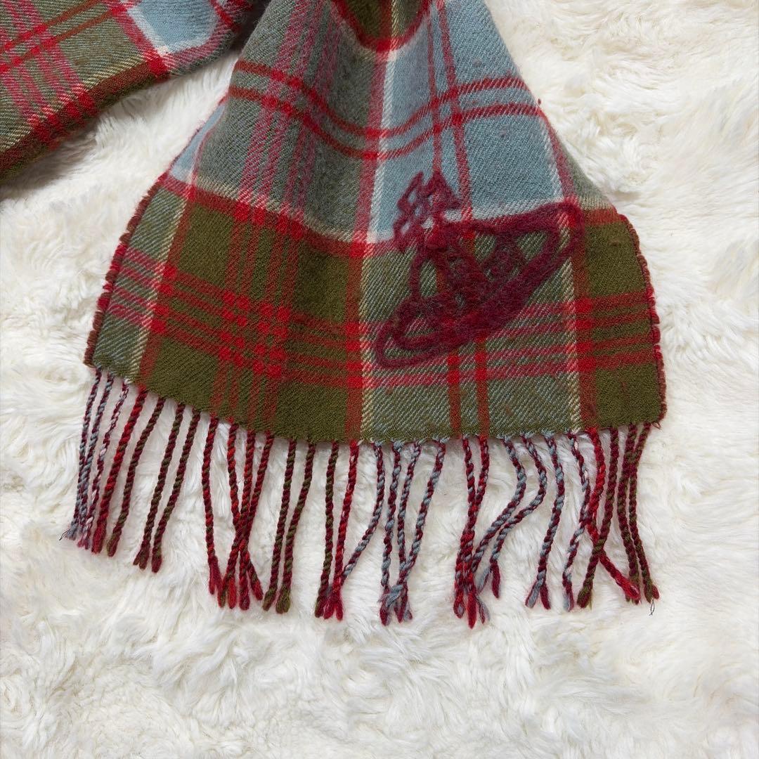 現行 美品 Vivienne Westwood ビックオーブ チェックマフラー