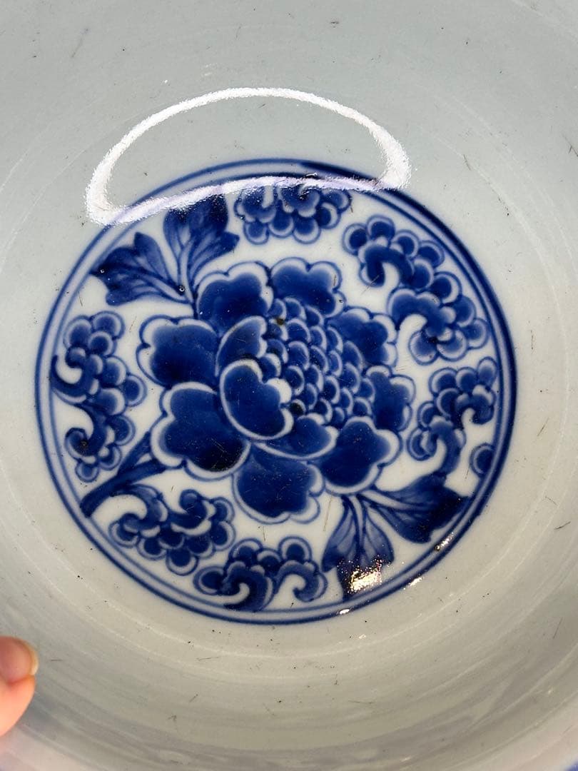 中国清時代 大清康熙年製款 染付花卉文 大碗 古陶磁 時代物 骨董品アンティーク