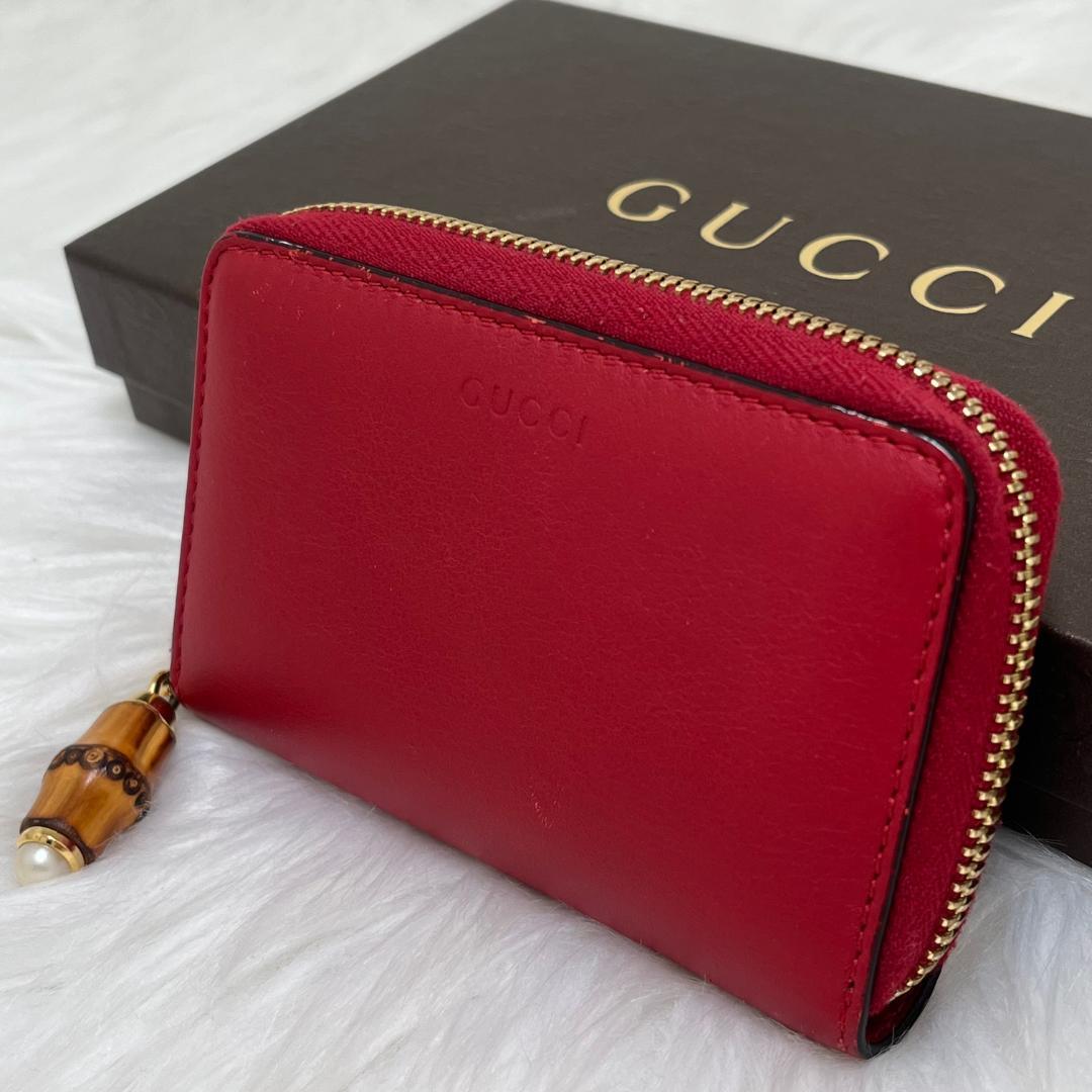 美品✨グッチ　GUCCI　財布　ケース　ラウンドファスナー　レッド