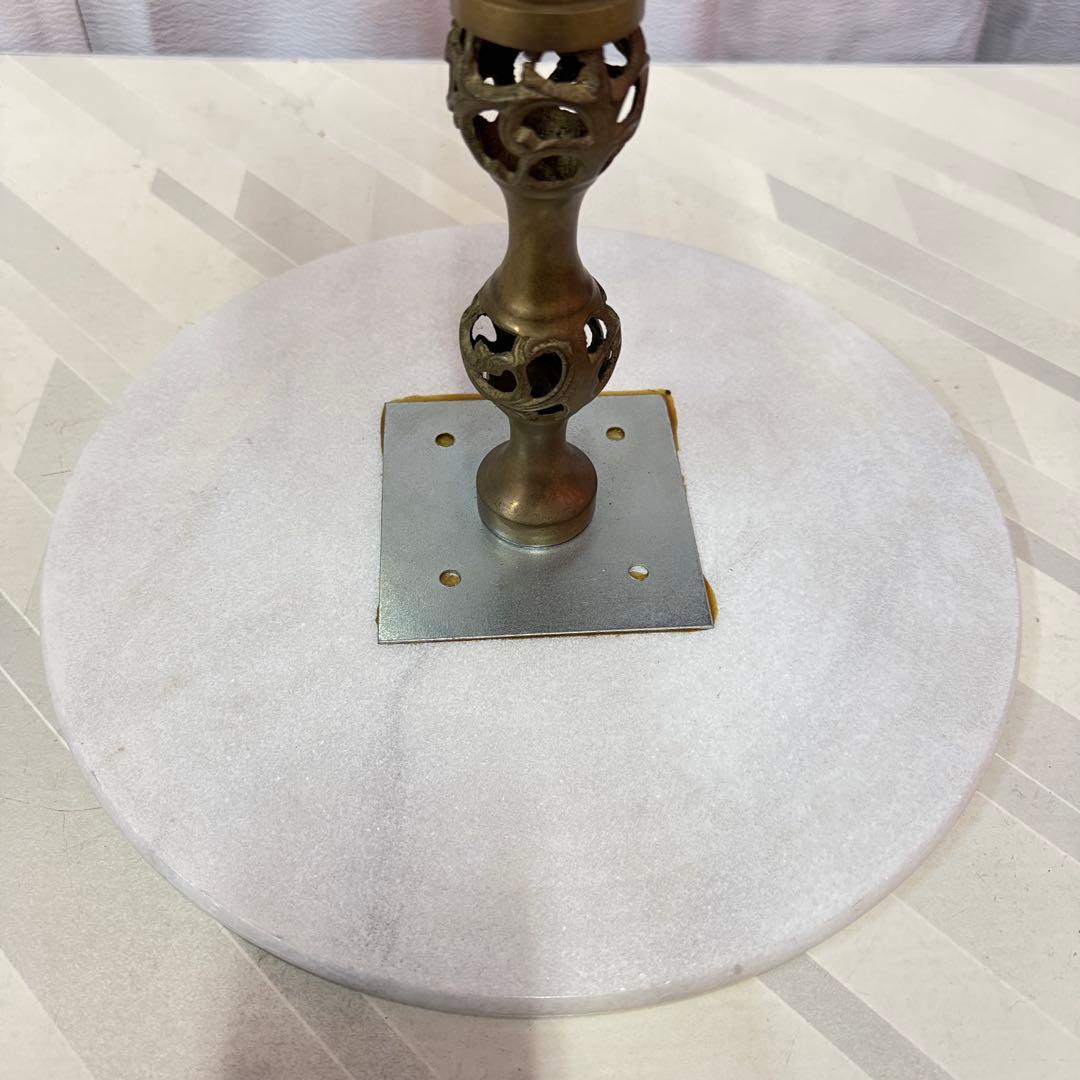 アンティーク 真鍮製 ヴィンテージ 大理石 サイドテーブル 花台 インテリア