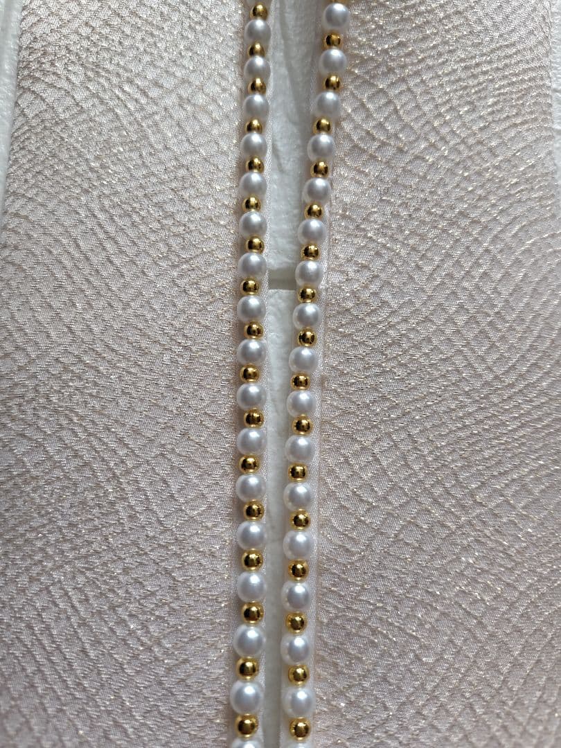 帯揚げ　帯締め　重ね襟　振袖用　成人式　総絞り　オフホワイト系　頭金　パール