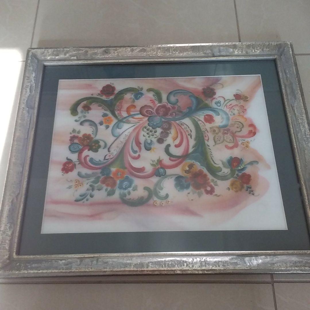 トールペイント　ローズマリング　額