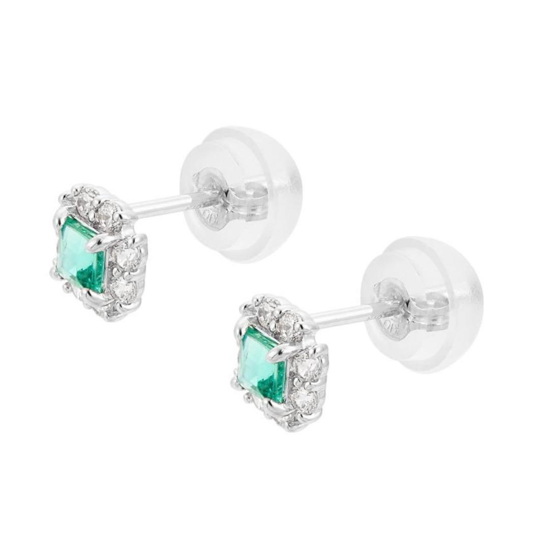 k10 ホワイトゴールド　エメラルド　ピアス　ツツミ