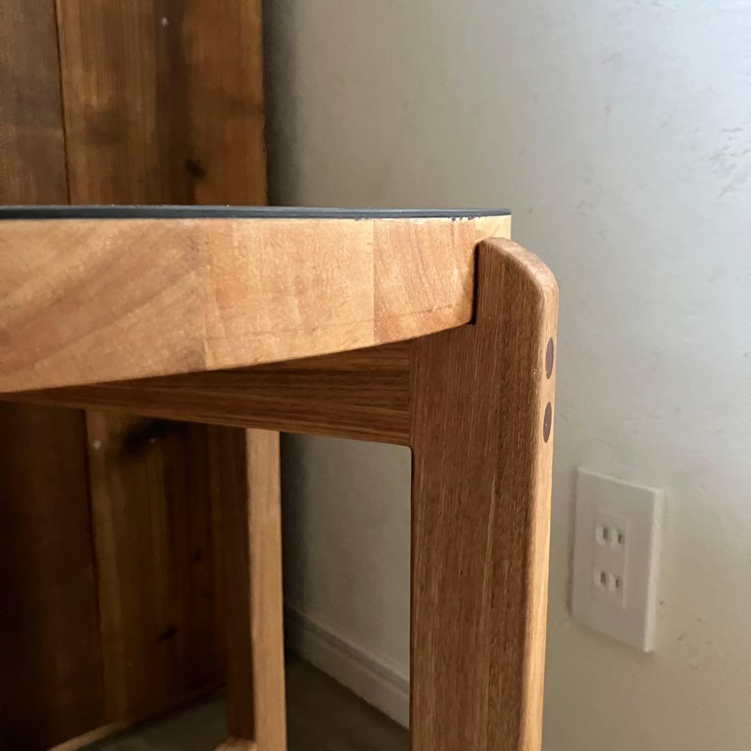 リノリウム×タモ　サイドテーブル　カフェテーブル　ハンドメイド