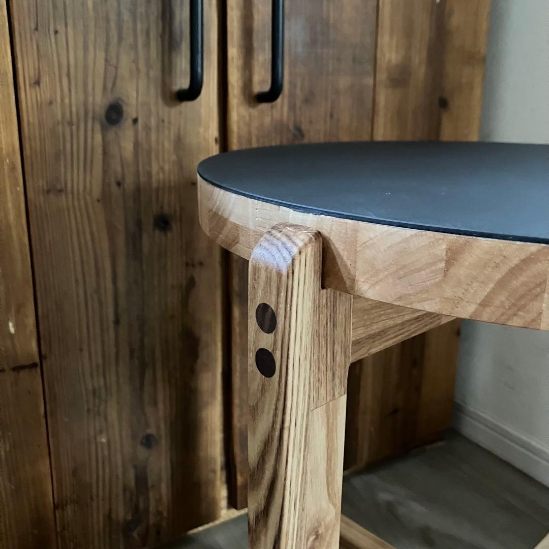 リノリウム×タモ　サイドテーブル　カフェテーブル　ハンドメイド