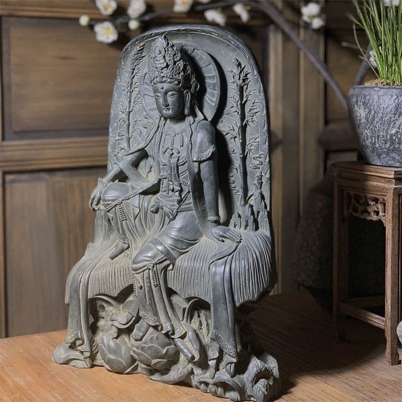 石像 石仏 自在観音 玄関 茶室 禅意 装飾品 工芸品 美術品