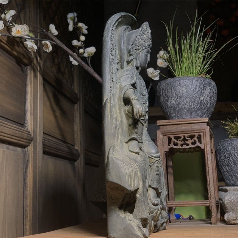石像 石仏 自在観音 玄関 茶室 禅意 装飾品 工芸品 美術品