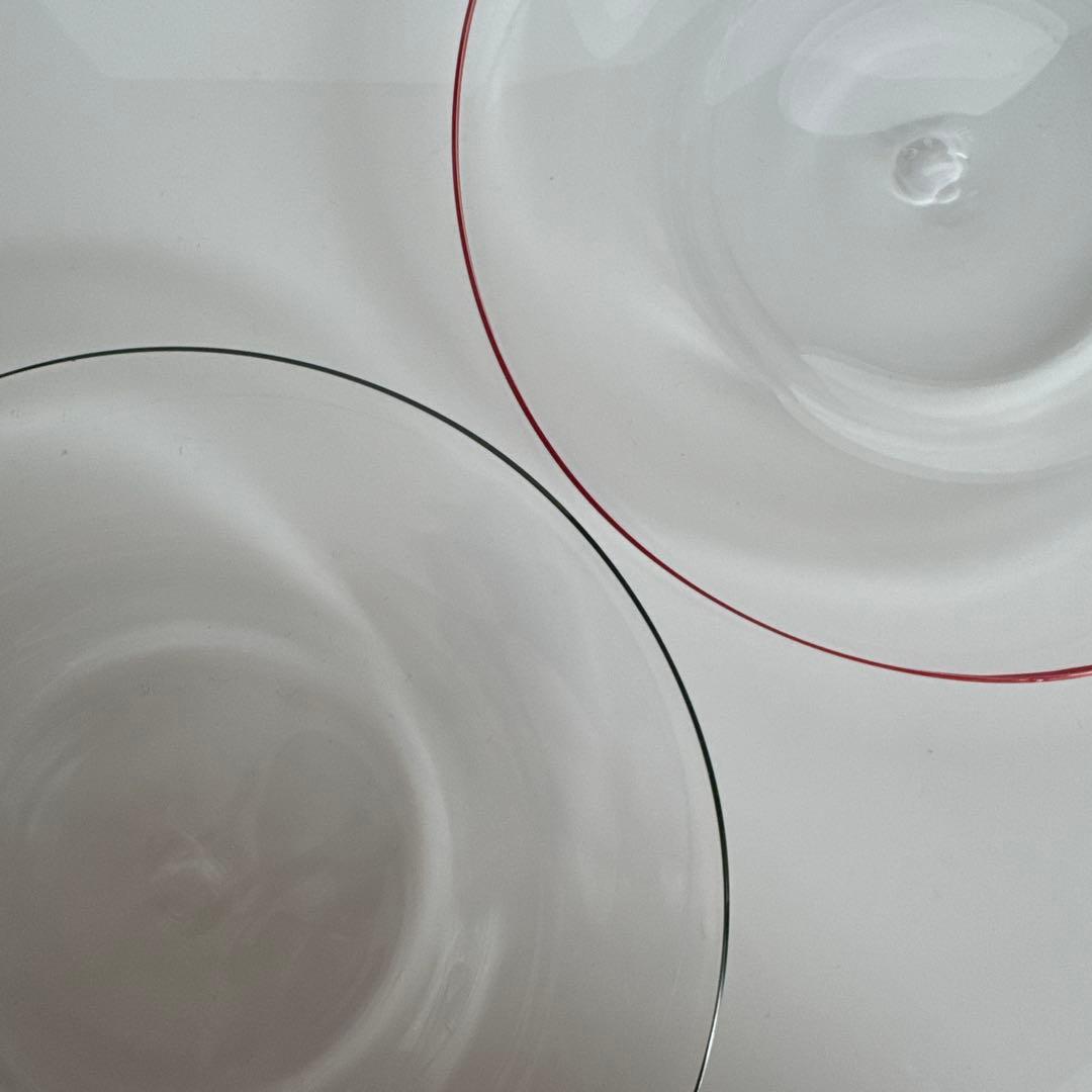 新品未使用♡黒川登紀子 縁カラー ガラスプレート大 2枚セット 緑赤