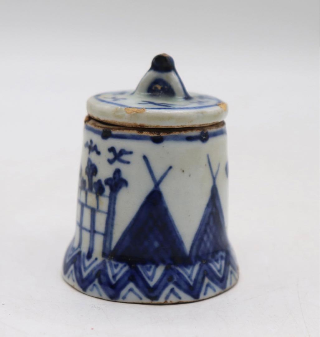 古染　染付　蓋物　木箱入　送料込み0804