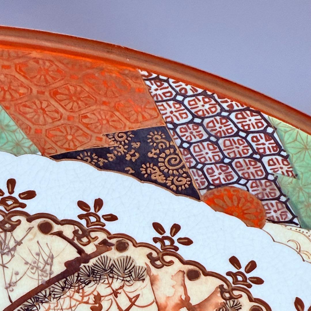 明治～大正期　九谷焼　加賀國　本金彩武将図大皿　直径46.3㎝