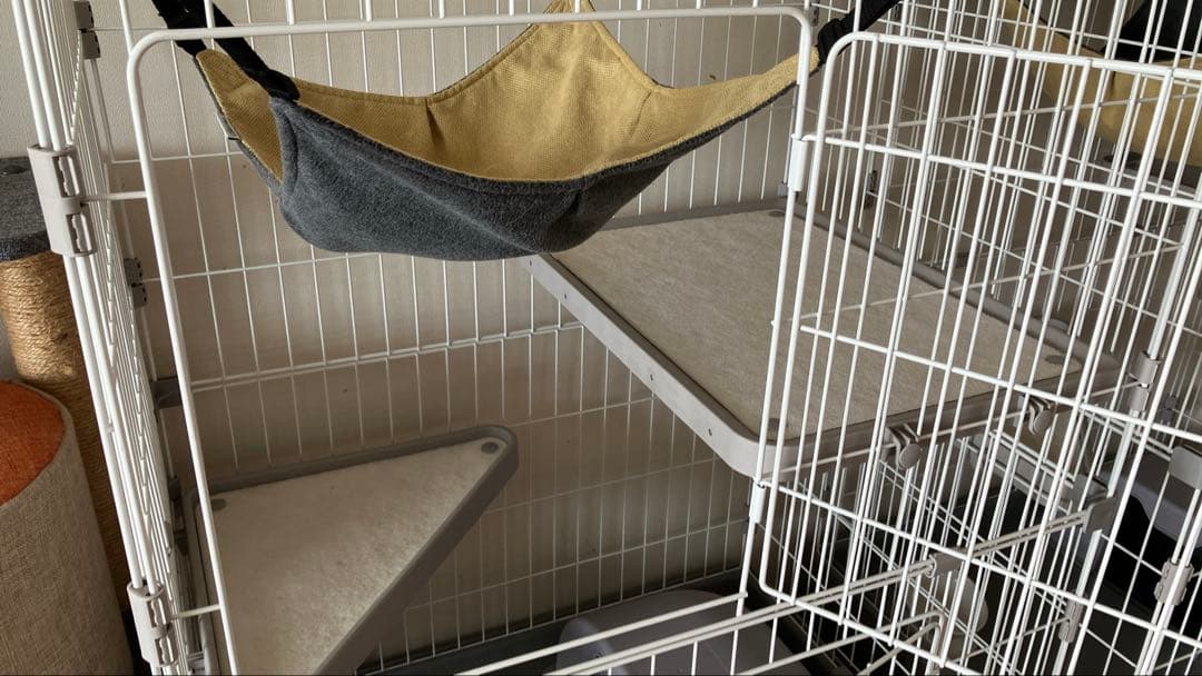 ♡キャットケージ グレー2段♡リバーシブルハンモックのおまけ付き