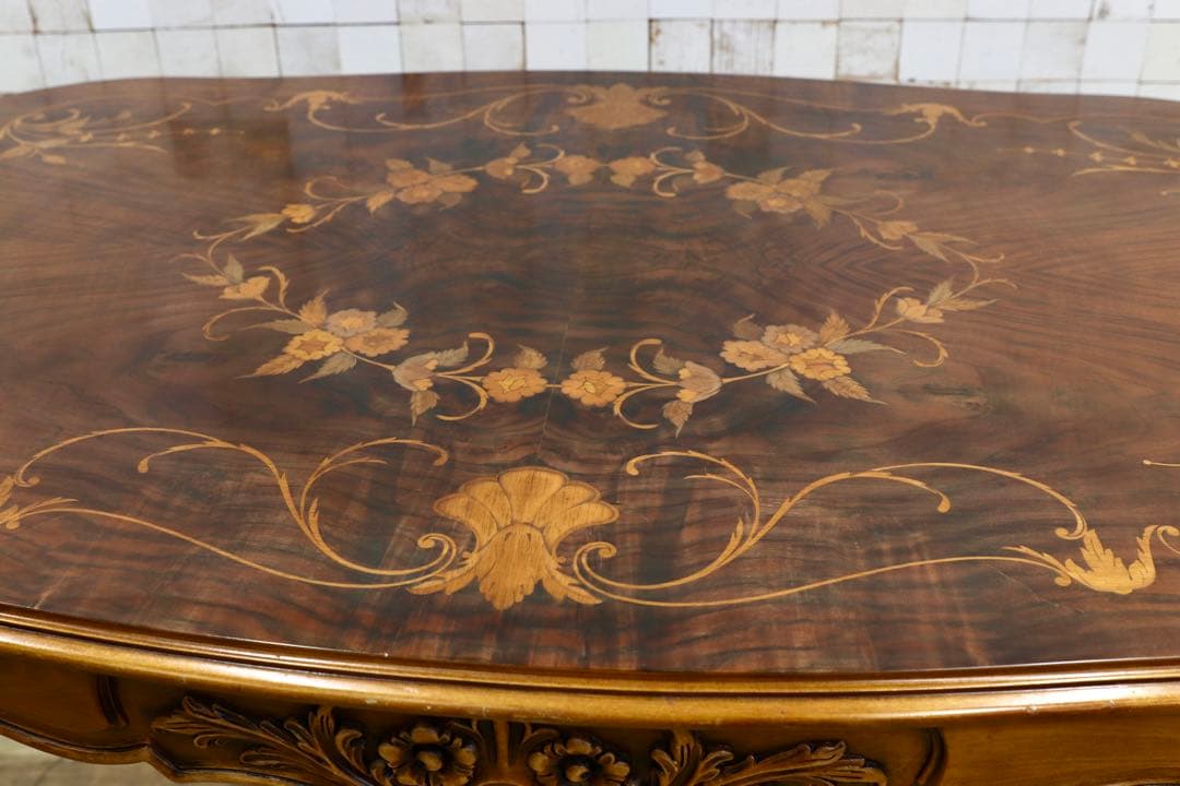 GMHH470○イタリア製 最高級 象嵌細工 ダイニングテーブル 食卓テーブ