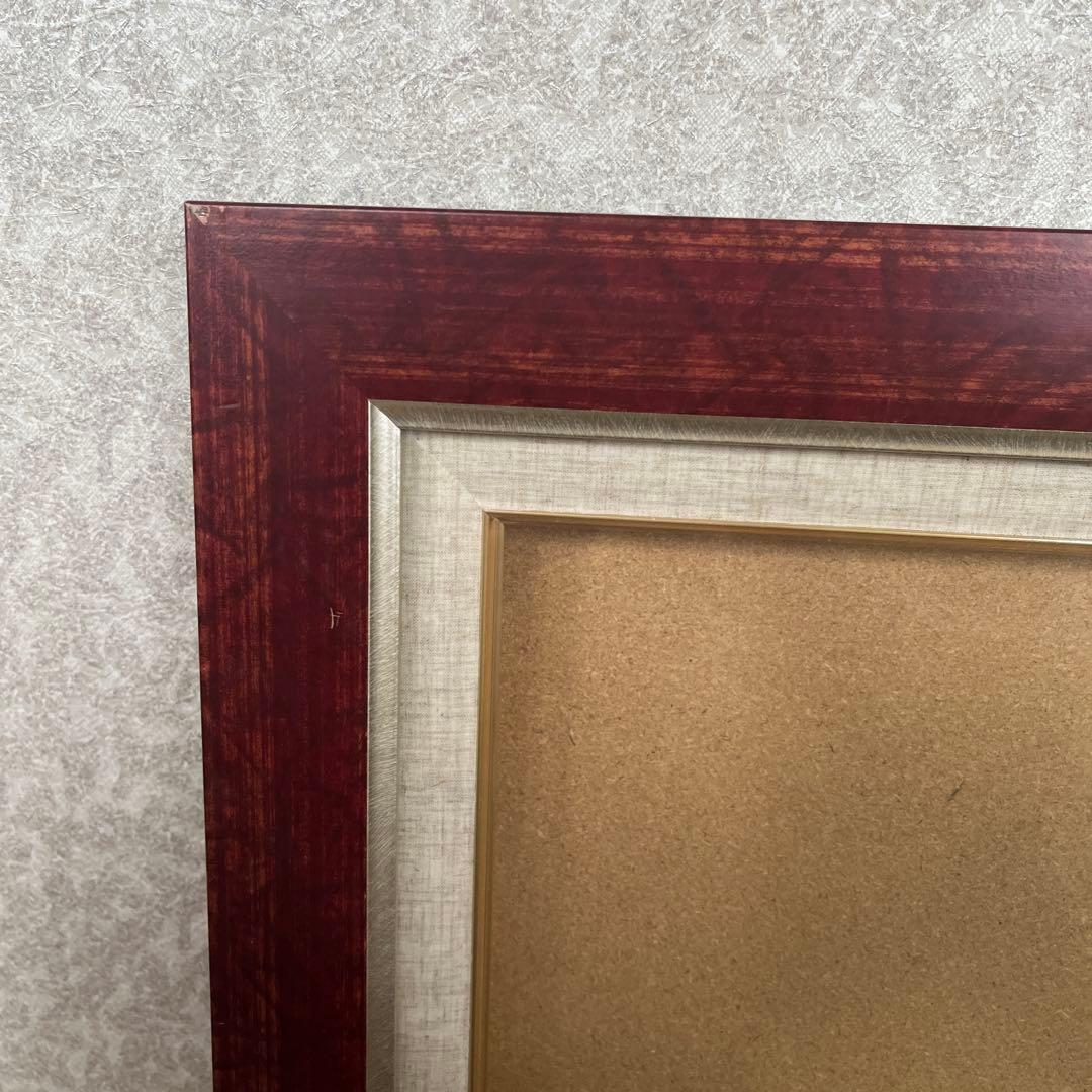 エンジ 木製油彩額縁　F10